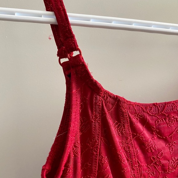 Red Vintage Silk and Satin Mini Dress - Picture 3 of 3